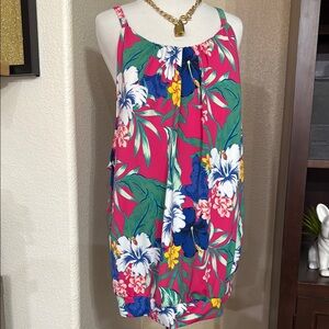Swim by Cacique Floral Sleeveless Swim Top - Pink, Green, Blue and White Size 18